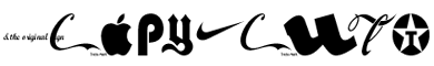  Copy.Cult is write using letters and symbols of famous trademarks, like Coca-Cola, Apple and Nike.